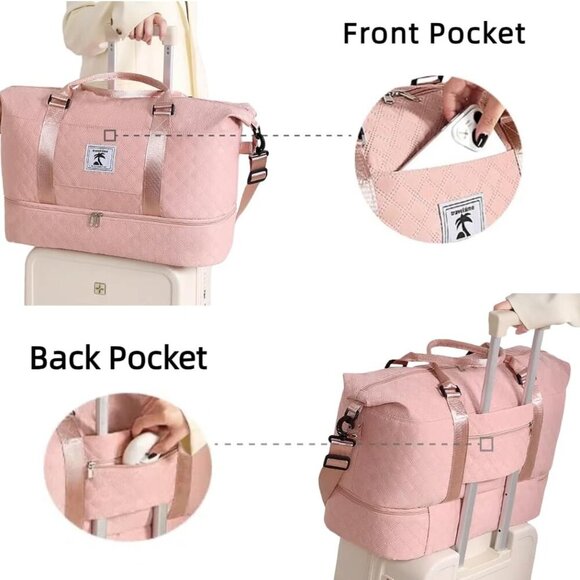 Travel Duffle Bag with Shoe Compartment, Large Weekender Tote for Women,Carry on - Picture 4 of 6